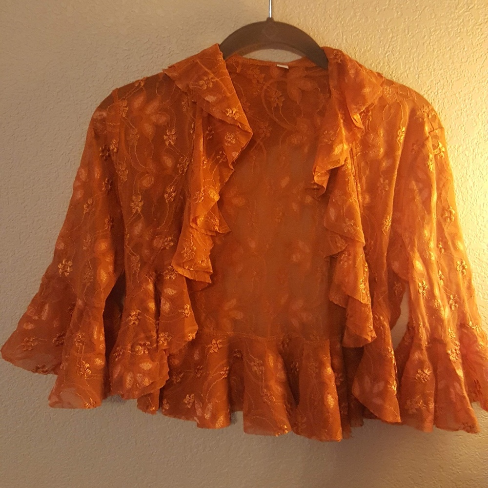 Orange Lace Shrug - Small